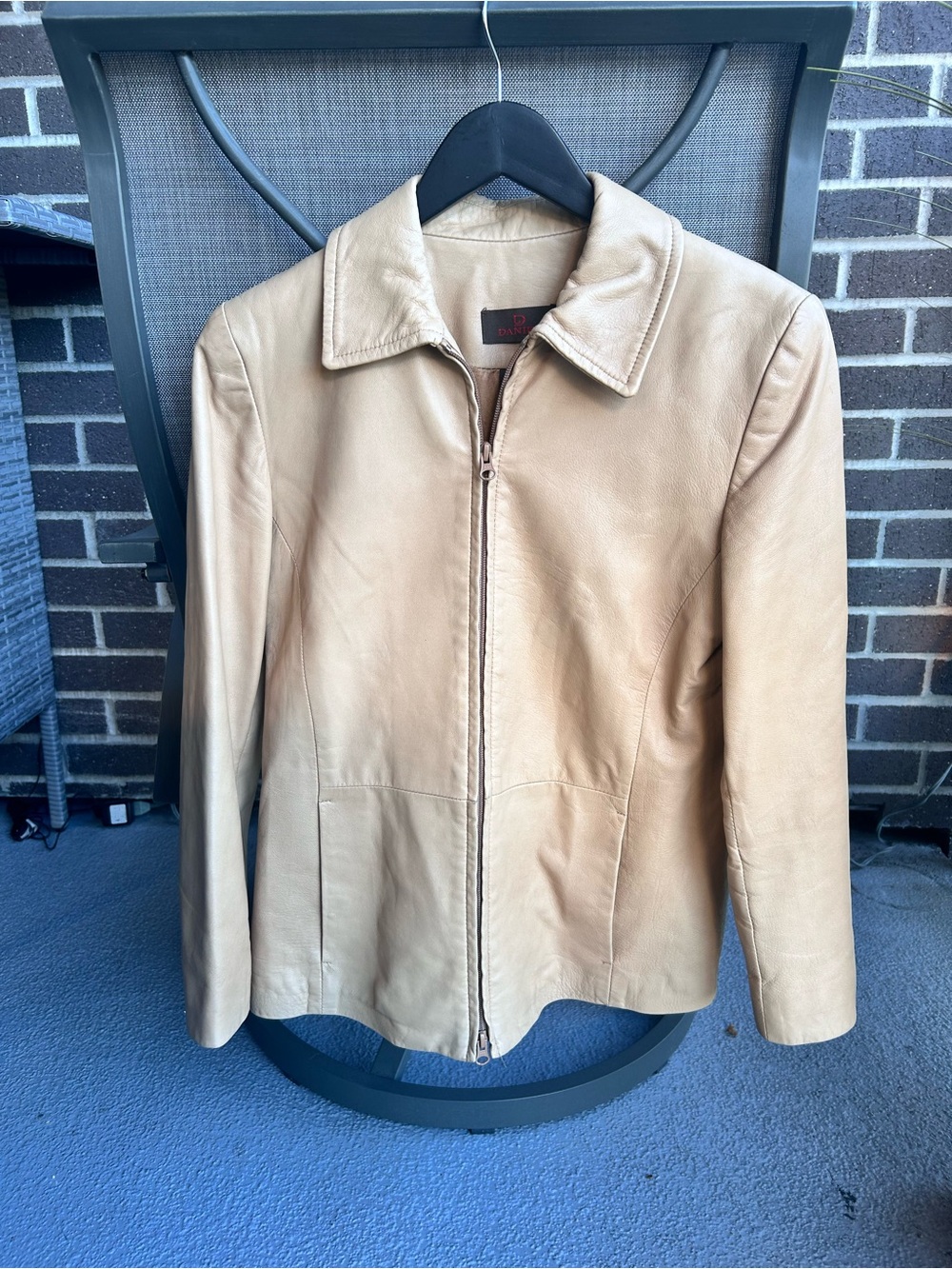 Vintage Danier Tan Leather Zip-Front Jacket - Size XS
